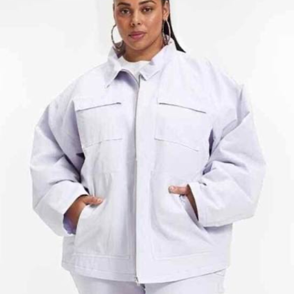 Good American Zip Chore Jacket,  Size 4(XL) Color Lilac Mist.